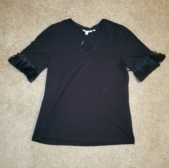 Chico's Tops - Black Top with Fringe Sleeves